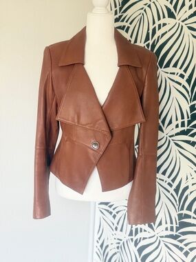 Andrew Marc Leather Single-Button Blazer Jacket